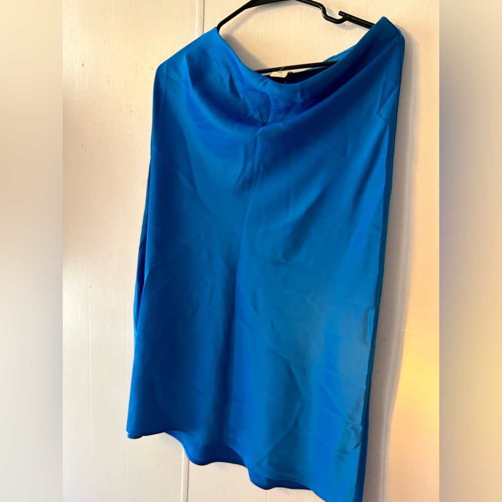 Blue satin skirt
